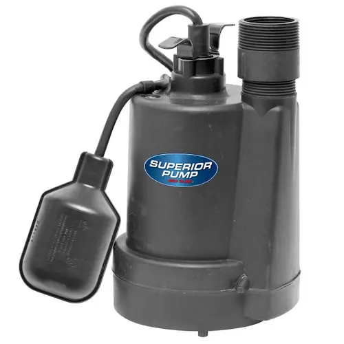 Decko 92250 1/4 HP Thermoplastic Sump Pump with Tethered Float Switch - 30 GPM