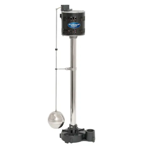 Decko Superior 92551 1/2 HP Cast Iron and Stainless Steel Pedestal Sump Pump - 60 GPM