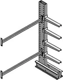 MECO Series 1000 Medium Duty Double Sided Cantilever Rack Add-on Unit, 8 ft. H, (8) 24 in. L Arms