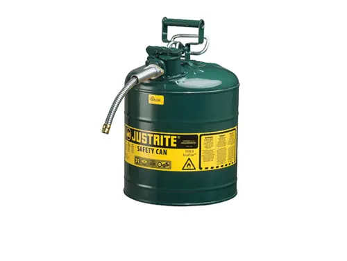 Justrite 7250430 Type II AccuFlow 5 Gal Safety Gas Can w/ 1 in. Spout (Green)