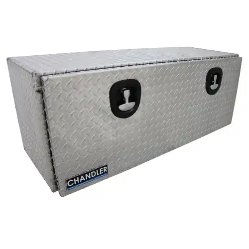 Chandler Equipment Aluminum Tread Plate Underbody Tool Box w/ Drop Down Door w/ Double Latch - 48x18x18