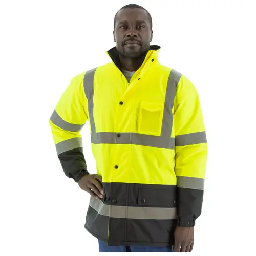 Majestic High Visibility Large Fleece Lined Cold Weather Parka w/ Hood