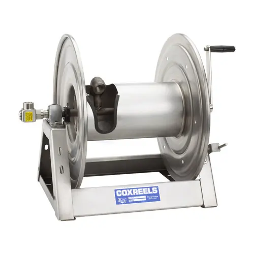 Coxreels 1125 Series Unpolished Stainless Steel Hand Crank Hose Reels - Reel Only - 3/4 in. x 100 ft.