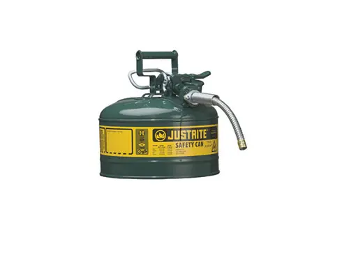 Justrite Type II AccuFlow 2 Gal Safety Gas Can w/ 5/8 in. Spout (Green)