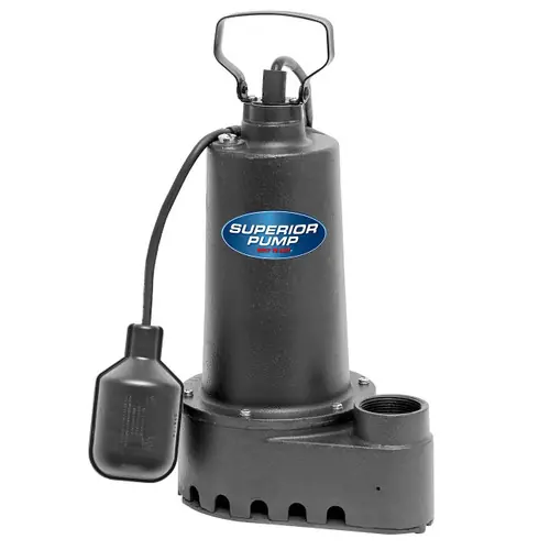 Decko Superior 92305 1/3 HP Cast Iron Effluent Sump Pump w/ Tethered Float Switch - 60 GPM
