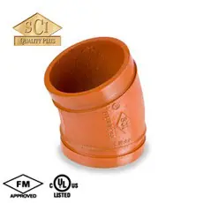 Smith Cooper 2 1/2 in. Grooved 22 1/2° Elbow - Standard Radius - Fig. 65TT