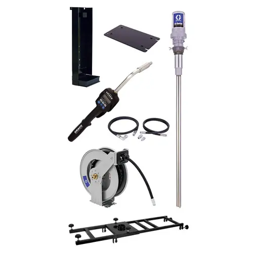 Graco LD Series 5:1 Tote Mount 6.7 GPM Oil Pump Package w/ Preset Meter - Top Connect