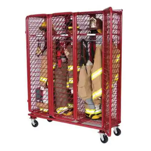 Red Rack Mobile 3-Section Single-Sided Turnout Gear Locker w/ Security Package - 20 in. Compartments