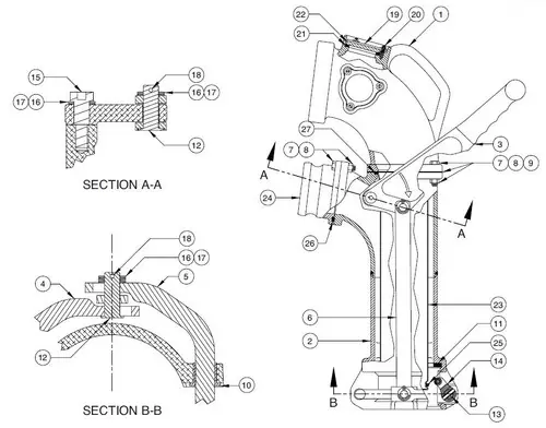 60TTCF Vapor Elbow Parts - Handle/Linkage Kit - 3, 4, 5, 12, 13, 15-18