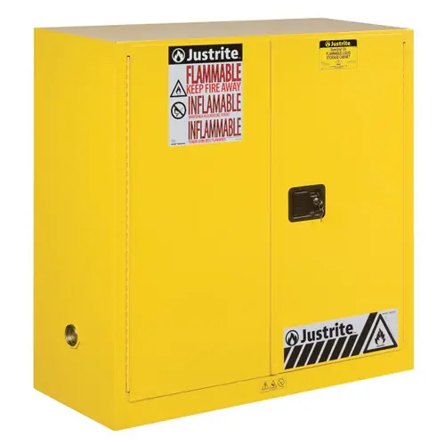Justrite Sure-Grip® EX Classic Manual Close 30 Gal Yellow Safety Cabinets For Flammables
