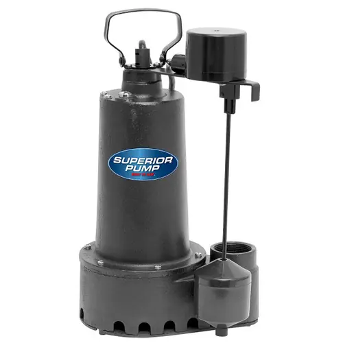 Decko Superior 92307 1/3 HP Cast Iron Effluent Sump Pump w/ Vertical Float Switch - 60 GPM