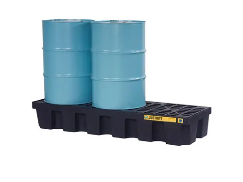 Justrite EcoPolyBlend In-Line Spill Control Pallet 3 Drum with Drain - Black