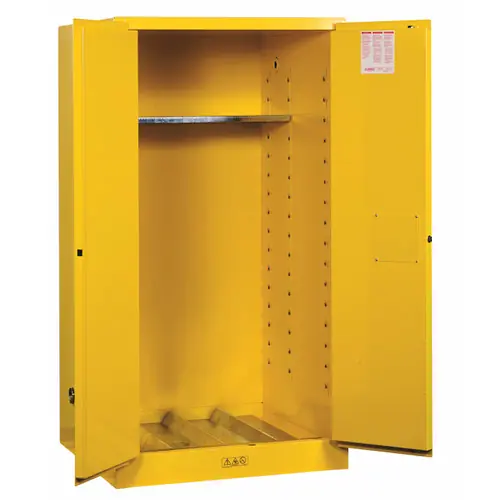Justrite Yellow Vertical Drum Storage Cabinets - 2 Door Manual