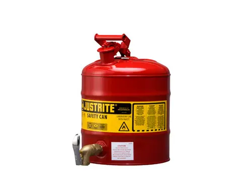 Justrite Laboratory 5 Gal Steel Safety Shelf Gas Can w/ 08902 Faucet (Red)