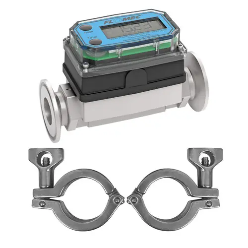 GPI G2S Series 3/4 in. Stainless Steel Tri-Clover Meter w/ 1 in. Clamp Ends - Gallons