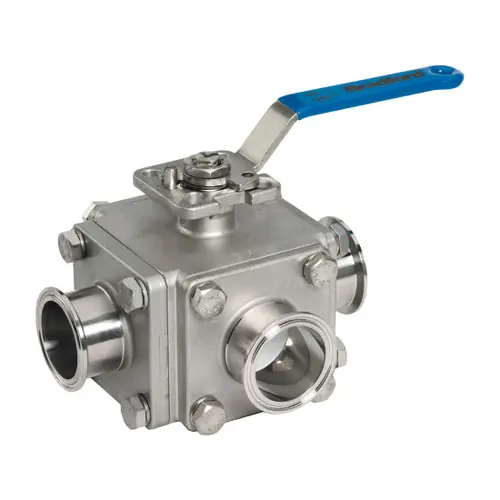 Dixon Sanitary Muti-port 3-way Sanitary Stainless Steel Ball Valves - 3/4 in. - 'T' Port