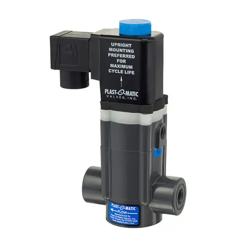 Plast-O-Matic 1/2 in. EASYMT Series Normally-Closed PTFE Bellows Seal Solenoid Valves - FKM Seal