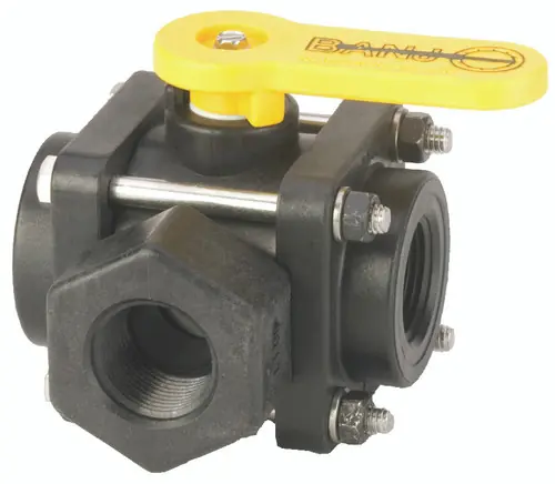 Banjo 1 in. 3-Way Side Load Poly Valve - Straight Handle