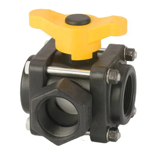 Banjo 1 1/2 in. 3-Way Side Load Poly Ball Valve