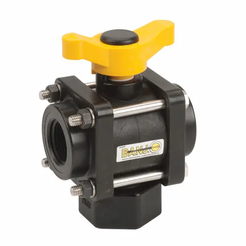 Banjo 1 in. 3-Way Bottom Load Poly Ball Valve