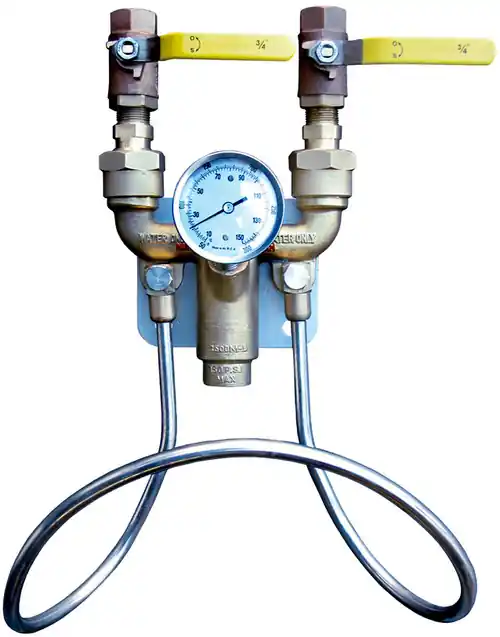 SuperKlean 3600BM Series Ball Valves Hot & Cold Water Mixing Unit - Stainless Steel with Temperature Gauge