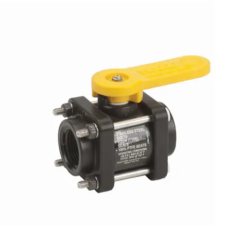 Banjo 1 in. Standard Port Polypropylene 4-Bolt Ball Valve - 3/4 in. Opening Thru Ball