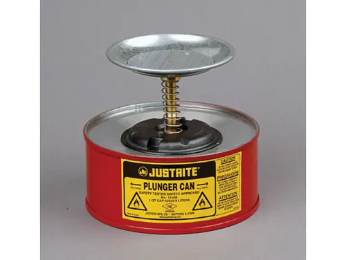 Justrite Plunger Cans - 1 Quart - Red - 5 in.