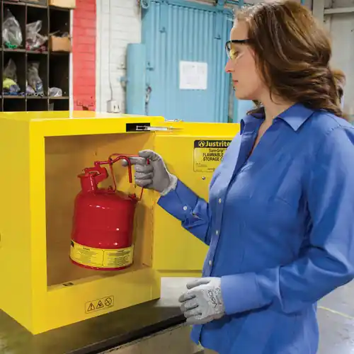 Justrite Sure-Grip EX 4 Gallon Countertop Safety Cabinet Self-Closing Door