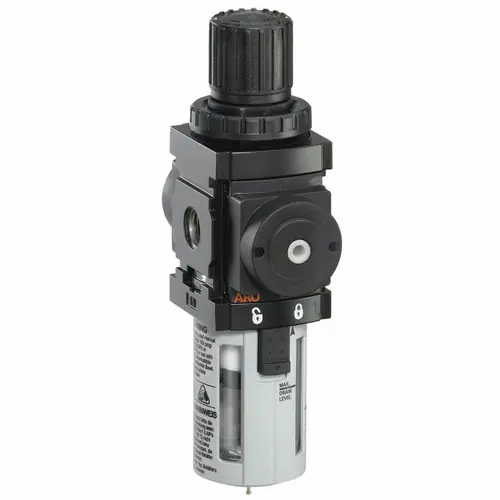 ARO 1500 Series 1/4 in. Filter-Regulator "Piggyback" w/ Poly Bowl & Manual Drain