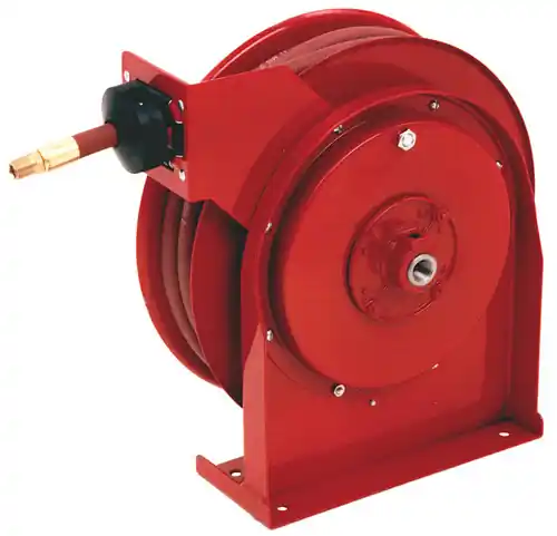 Reelcraft 1/4 in. x 50 ft. 5450 OLP Premium Duty Spring Retractable Air/Water Hose Reel - Reel & Hose
