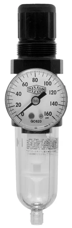 Dixon Combination Mini Filter/Regulator w/Transparent Bowl - 1/8 in. Port, Automatic Drain 13 SCFM