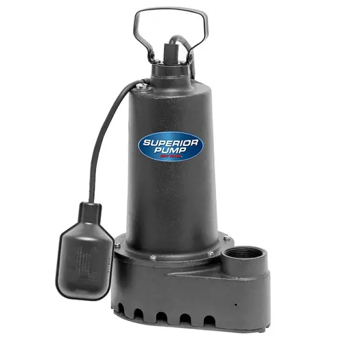 Decko Superior 92505 1/2 HP Cast Iron Effluent Sump Pump w/ Tethered Float Switch - 70 GPM