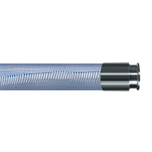 Kuriyama Clearbraid K3130 BF 1 1/2 in. Heavy Wall PVC Hose w/ Tri- Clamp Ends