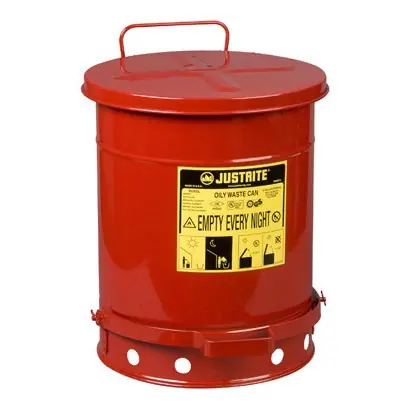 Justrite 6 Gal Oily Waste Can w/ Foot Operated Cover (Red)