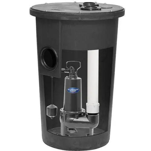 Decko 93020 1/2 HP Cast Iron Simplex Sewage Systems Pump & Basin - 80 GPM