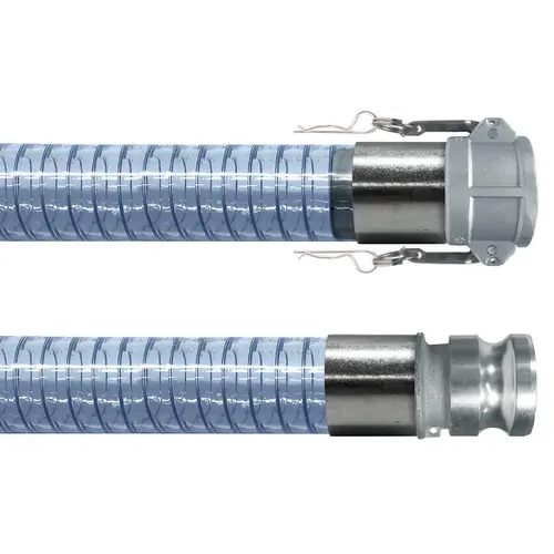 Kuriyama Polyspring K7160 1 in. Standard Wall PVC Vacuum/Transfer Hose w/ Stainless C x E Ends