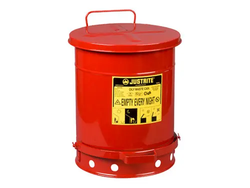 Justrite 21 Gal Oily Waste Can w/ Foot Operated Cover (Red)