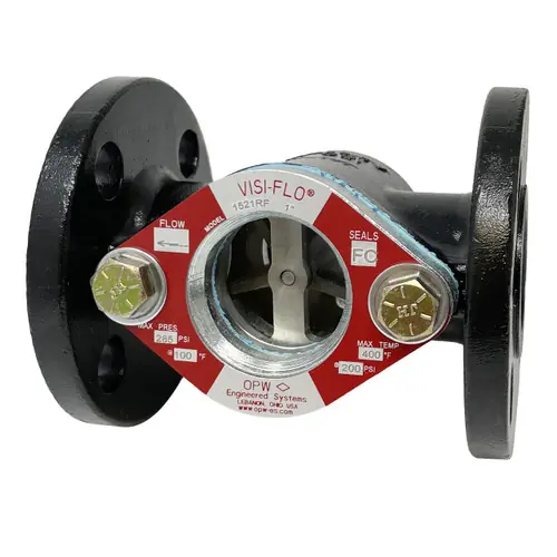 OPW VISI-FLO 1400 4 in. ANSI 150 lb. Flange Carbon Steel Sight Flow Indicator w/ Neoprene Seal - Bi-Directional Flapper