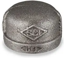 Smith Cooper 150# Black Malleable Iron 2 in. Cap Pipe Fittings - Threaded - Fig. 3124MI