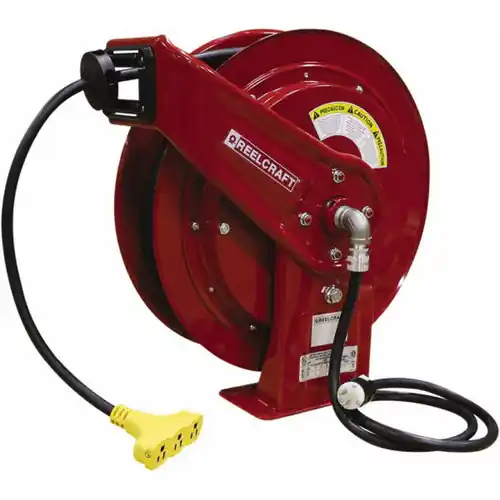 Reelcraft Series L70000 Heavy Duty Spring Power Cord Reels w/ Triple Outlet
