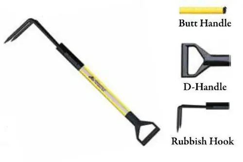 Leatherhead Tools 8 ft. Dog-Bone Rubbish Hook w/Butt Handle - Yellow