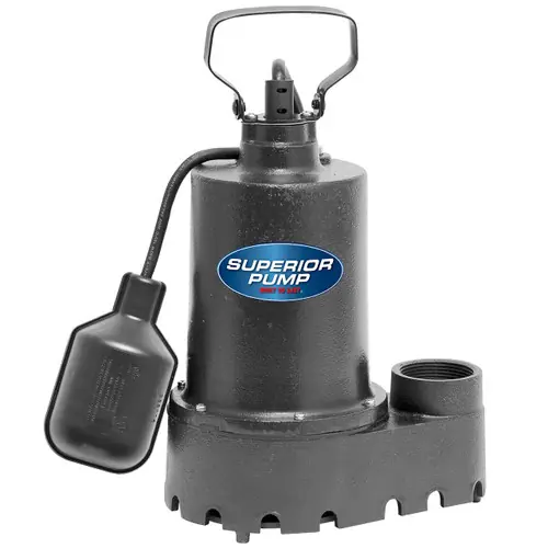Decko 92331 1/3 HP Cast Iron Sump Pump with Tethered Float Switch - 46 GPM