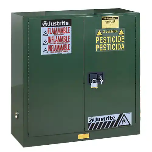 Justrite Sure-Gip Ex Safety 30 Gal Cabinets for Pesticides - 2 Door Self-Close
