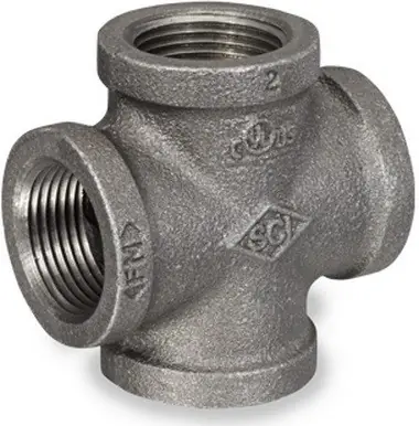 Smith Cooper 150# Black Malleable Iron 1 in. Cross Pipe Fittings - Threaded - Fig. 3107