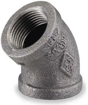 Smith Cooper 150# Black Malleable Iron 1 1/4 in. 45° Elbow Pipe Fittings - Threaded - Fig. 3102