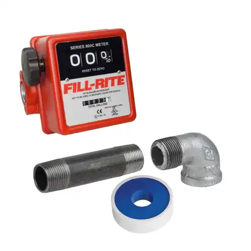 Fill-Rite 807C 3/4 in. Heavy Duty Mechanical Flow Meter w/ JME Install Kit (Gallons)