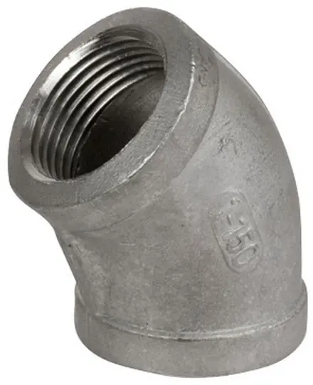 Smith Cooper Cast 150# Stainless Steel 1 1/2 in. 45° Elbow Fitting - Threaded - Fig. S3116F