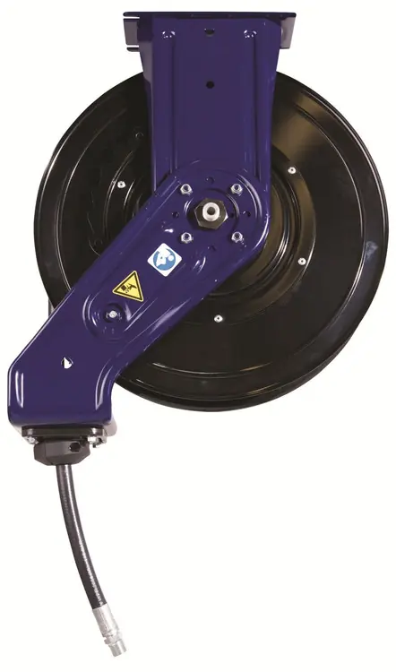 Graco XD 30 1 in. x 30 ft. Spring Driven Fuel Hose Reels (Metallic Blue) - Reel with Hose