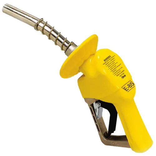 Husky XS E85 Cold Weather Pressure Activated Auto Bio Diesel Nozzle w/ Three Notch Hold Open Clip & Waffle Splash Guard (Yellow) - UL Listed