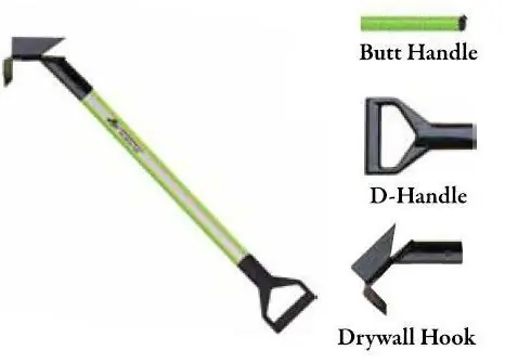 Leatherhead Tools 3 ft. Dog-Bone Drywall Hook w/D-Handle - Lime